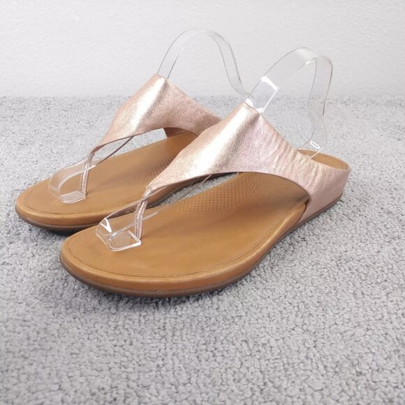 Fitflop Shoes - Fitflop Banda Sandal Womens 10 Thong Wedge Leather Comfort Slip On Shoes Pink